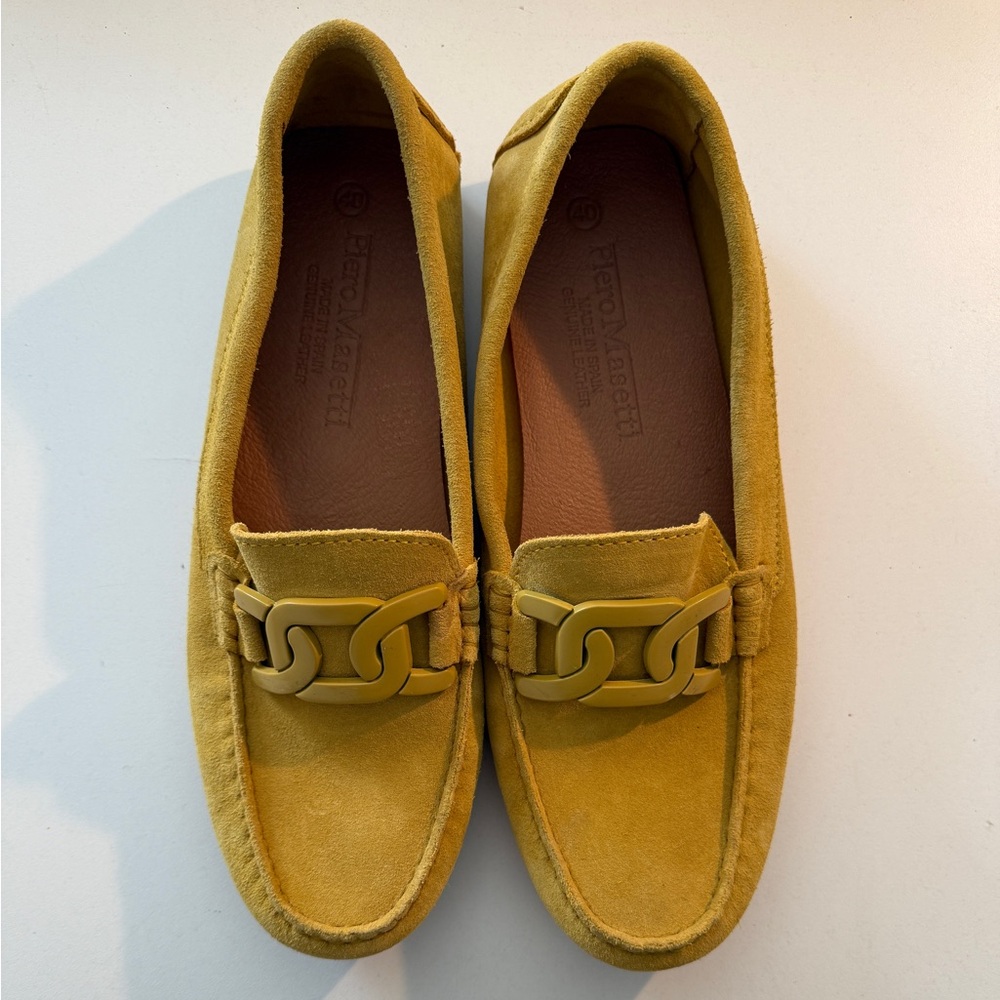 Piero Masetti Yellow Leather Moccasin Loafers for Women